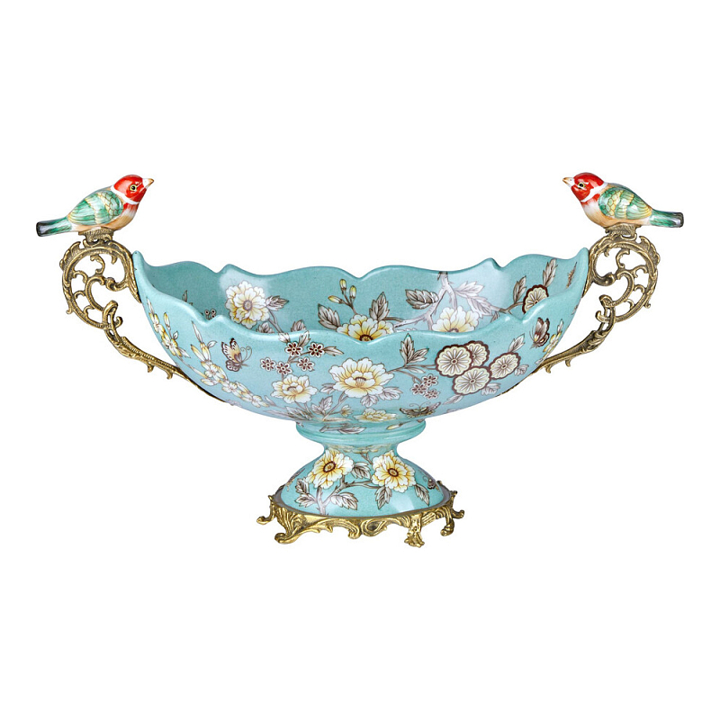 Чаша фарфоровая с птичками Bird of Paradise Bowl Бронза Мульти Голубой в Ростове-на-Дону | Loft Concept 