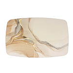 Обеденный стол с прямоугольной бежевой столешницей из стекла на 4-х деревянных ножках Beige Marble варинант исполнения - 2 | Loft Concept в Ростове-на-Дону