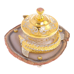 Икорница с декором "Осетр" с гравировкой на подставке из натурального камня Агат Decorative Cavair Dishes варинант исполнения - 2 | Loft Concept в Ростове-на-Дону