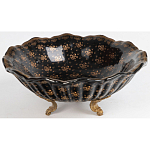 Блюдо черного цвета из фрафора на бронзовых ножках Eden Garden porcelain and bronze варинант исполнения - 1 | Loft Concept в Ростове-на-Дону