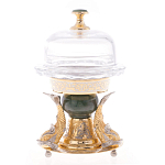 Икорница с декором "Три рыбки" с гравировкой и натуральным камнем Нефрит Decorative Cavair Dishes варинант исполнения - 7 | Loft Concept в Ростове-на-Дону