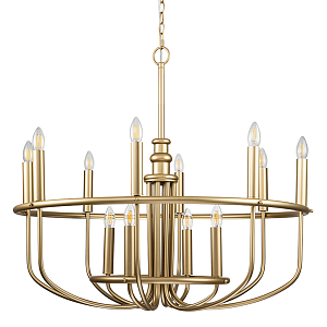  Люстра круглая двухъярусная цвета латунь с 12-ю лампами Kichler