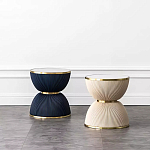 Дизайнерский журнальный стол фактурный с круглой белой столешницей Luler варинант исполнения - 2 | Loft Concept в Ростове-на-Дону