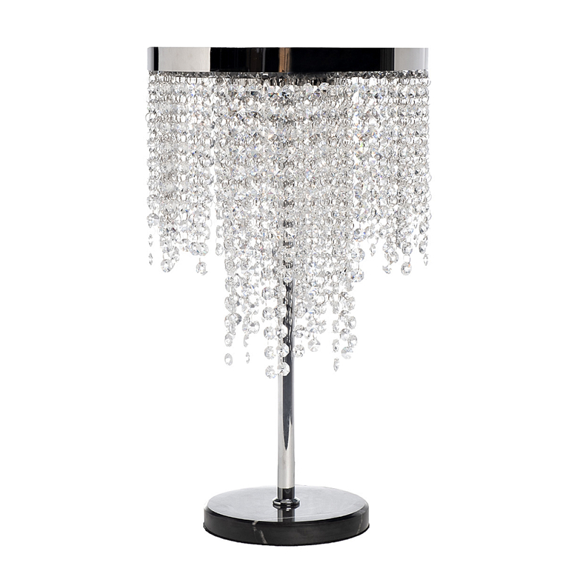 Лампа настольная Хром с каскадом сияющих кристаллов Shining Waterfall Хром Прозрачный в Ростове-на-Дону | Loft Concept 