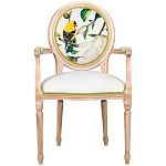 Стул с подлокотниками золотистый из бука с изображением птиц и цветов Blooming Birds 2 варинант исполнения - 1 | Loft Concept в Ростове-на-Дону