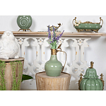 Кувшин зеленого цвета из фарфора с бронзовой крышкой и изогнутой ручкой Eden Garden porcelain and bronze варинант исполнения - 4 | Loft Concept в Ростове-на-Дону