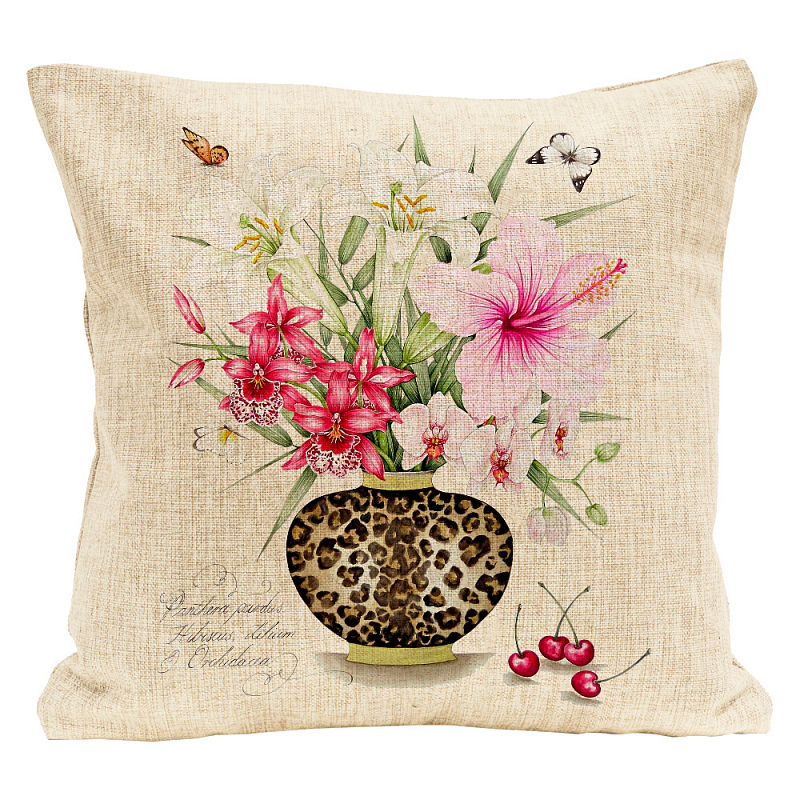   Hibiscus and Orchids Pillow    -- | Loft Concept 