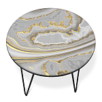 Стол журнальный c круглой столешницей из стекла серого цвета Gray and Gold Marble варинант исполнения - 2 | Loft Concept в Ростове-на-Дону