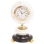 Часы настольные бронзовые из натуральных камней Мрамор и Змеевик Stone Clock варинант исполнения - 1 | Loft Concept в Ростове-на-Дону