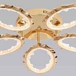 Потолочная люстра с 5-ю светодиодными лампами с золотистым каркасом Ring of Fire варинант исполнения - 2 | Loft Concept в Ростове-на-Дону