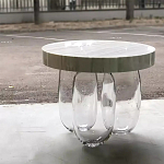 Дизайнерский журнальный стол на 3-х овальных прозрачных ножках Tukutic варинант исполнения - 2 | Loft Concept в Ростове-на-Дону