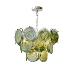 Люстра из зеленых стеклянных дисков с перламутровым эффектом Green Glowing Glaze варинант исполнения - 7 | Loft Concept в Ростове-на-Дону