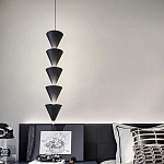 Подвесной светильник светодиодный в виде ряда черных металлических конусов  Herringbone варинант исполнения - 5 | Loft Concept в Ростове-на-Дону