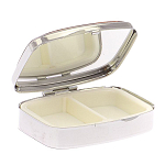 Таблетница карманная прямоугольная на 2 отделения с зеркалом и накладкой из натурального камня Лазурит Silver Stone Pillboxes варинант исполнения - 3 | Loft Concept в Ростове-на-Дону