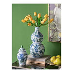 Ваза фигурная с сине-зелеными узорами распустившихся цветов Blossoming Spring варинант исполнения - 4 | Loft Concept в Ростове-на-Дону