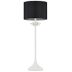 Настольная лампа с декором в виде белого цветка магнолии на каркасе и черным абажуром White Magnolia варинант исполнения - 3 | Loft Concept в Ростове-на-Дону