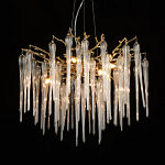 Люстра золотого цвета с декоративными ветками и длинными прозрачными стеклянными подвесами в форме сосулек Droplet Chandelier варинант исполнения - 3 | Loft Concept в Ростове-на-Дону