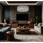 Круглая люстра с хрустальными подвесками на серебряном каркасе Gorgeous Crystal Light варинант исполнения - 12 | Loft Concept в Ростове-на-Дону