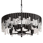 Люстра круглая из матового черного металла с подвесками из прозрачных стеклянных трубок Noir Tubes варинант исполнения - 1 | Loft Concept в Ростове-на-Дону