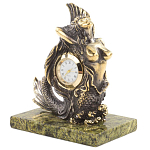 Часы настольные бронзовые в виде русалочки из натурального камня Змеевик Mermaid Stone Clock варинант исполнения - 2 | Loft Concept в Ростове-на-Дону