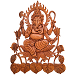 Панно из дерева Ганеша Panel With Animals варинант исполнения - 1 | Loft Concept в Ростове-на-Дону