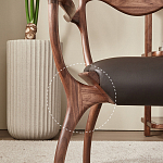 Стул деревянный с мягким сиденьем из коричневой натуральной кожи Moon Walnut Furniture варинант исполнения - 3 | Loft Concept в Ростове-на-Дону