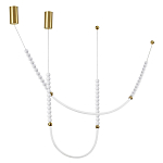 Подвесной светильник с 3-мя изогнутыми плафонами и белыми декоративными шариками PEARLS Suspension варинант исполнения - 2 | Loft Concept в Ростове-на-Дону