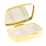 Таблетница карманная прямоугольная с 2-мя отделениями с зеркалом и накладкой из натурального камня Флюорит Gold Stone Pillboxes варинант исполнения - 3 | Loft Concept в Ростове-на-Дону