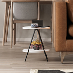 Стол приставной с 2-мя круглыми белыми столешницами ESSEL SIDE TABLE WHITE варинант исполнения - 10 | Loft Concept в Ростове-на-Дону