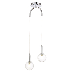 Подвесной светильник с 2-мя рельефными прозрачными плафонами из стекла и основанием цвета Хром Perforated Glass Bubbles варинант исполнения - 2 | Loft Concept в Ростове-на-Дону