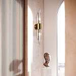 Бра с декором в виде хрустальных трубочек Nembus Brass Round Glass Wall Lamp варинант исполнения - 2 | Loft Concept в Ростове-на-Дону