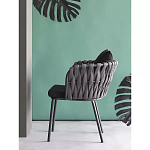 Стул мягкий с декором в виде плетеных лент на спинке и подлокотниках Semicircular Chair Decorated with Ribbons варинант исполнения - 2 | Loft Concept в Ростове-на-Дону