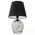 Настольная лампа с черным тканевым абажуром и фактурным прозрачным основанием Black Cone варинант исполнения - 2 | Loft Concept в Ростове-на-Дону