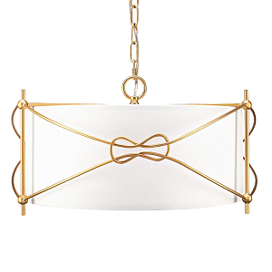 Люстра в форме цилиндра с белым тканевым абажуром Simple Knot