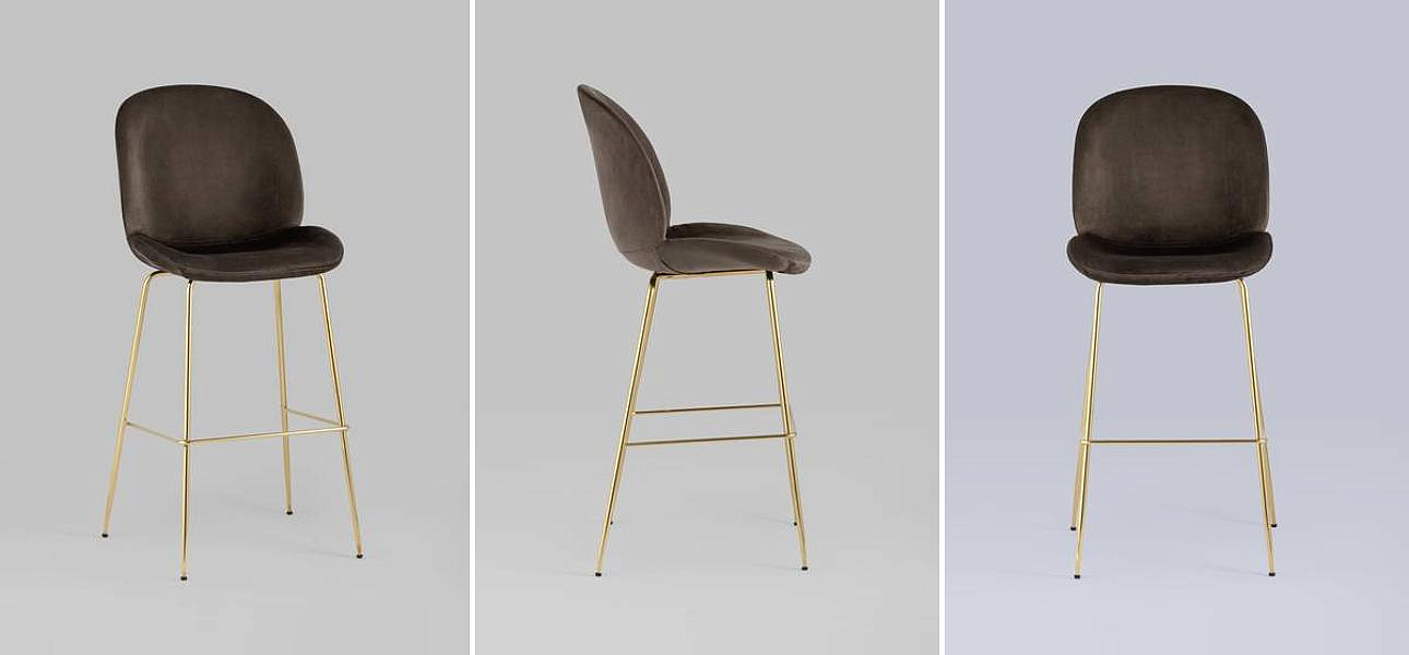 Барный Стул Коричневый Велюр Vendramin Chair Барный Стул Коричневый Велюр Vendramin Chair - Loft-Concept в Ростове-на-Дону