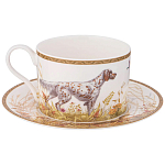 Чайная пара из фарфора с изображением собаки и уток 300 мл Hunting Porcelain Collection варинант исполнения - 1 | Loft Concept в Ростове-на-Дону