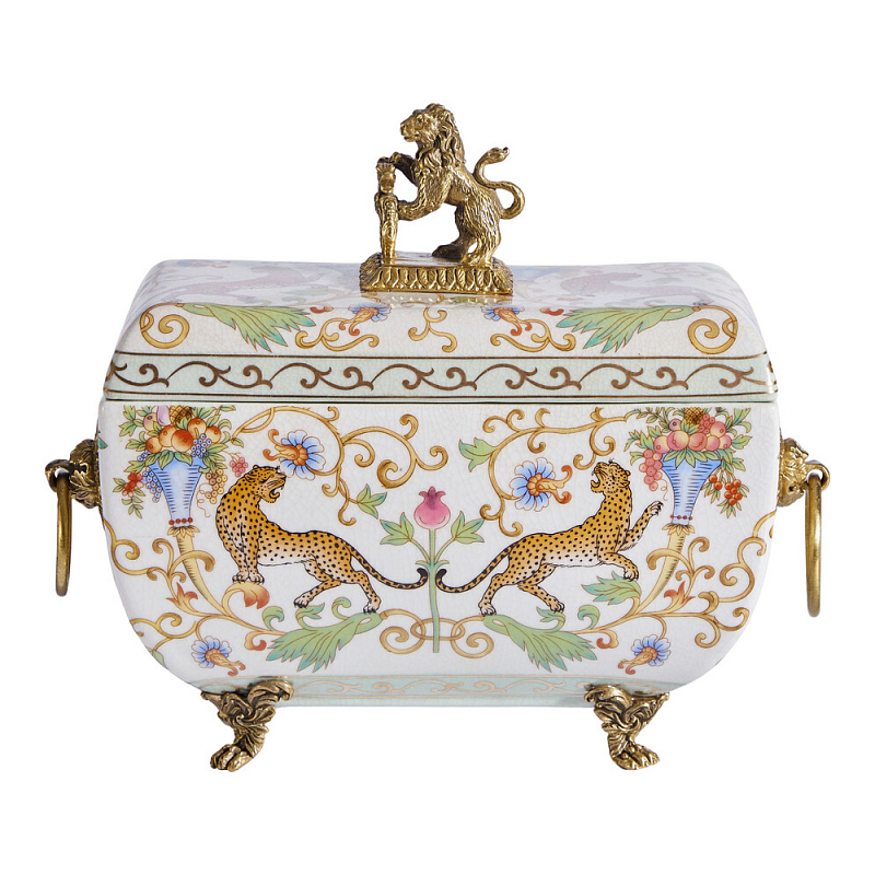 Шкатулка с фигуркой льва на крышке Eden Garden Бронза Мульти в Ростове-на-Дону | Loft Concept 