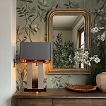 Настольная лампа с основанием из натурального камня c серым прямоугольным абажуром Lapis Tiburtinus варинант исполнения - 5 | Loft Concept в Ростове-на-Дону