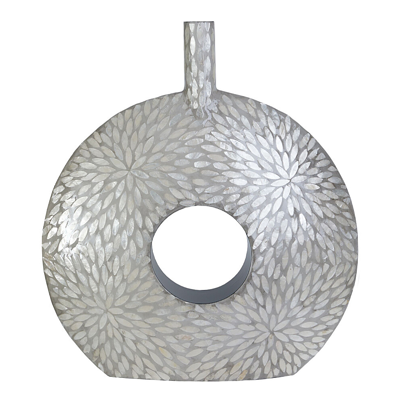 Ваза c инкрустацией Flower Grey Белый Серый Ваза c инкрустацией Flower Grey Белый Серый в Ростове-на-Дону | Loft Concept