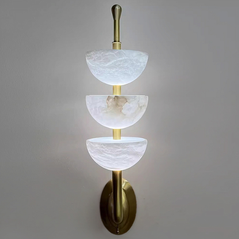 Бра с 3-мя мраморными плафонами в форме чаши Warm Marble Light Латунь Бра с 3-мя мраморными плафонами в форме чаши Warm Marble Light Латунь в Ростове-на-Дону | Loft Concept