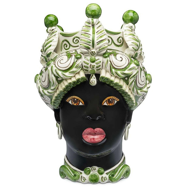 Ваза Vase Moro Lady Medium Leaves Dark Green Черный Зеленый Белый Ваза Vase Moro Lady Medium Leaves Dark Green Черный Зеленый Белый в Ростове-на-Дону | Loft Concept
