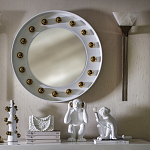 Зеркало белое с круглыми золотыми декоративными элементами Prince of the Church варинант исполнения - 3 | Loft Concept в Ростове-на-Дону