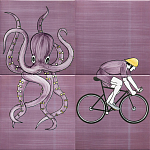 Плитка с узором Осьминог велосипедист варинант исполнения - 1 | Loft Concept в Ростове-на-Дону