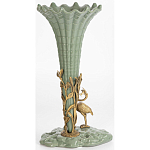 Ваза зеленая фарфоровая с волнистым краем с бронзовой фигуркой журавля Eden Garden  варинант исполнения - 3 | Loft Concept в Ростове-на-Дону