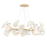 Люстра круглая с белыми лепестками из керамики и прозрачными хрустальными цветками Диаметр 82 см Wintery flovers варинант исполнения - 3 | Loft Concept в Ростове-на-Дону