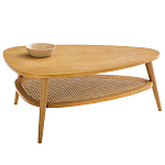 Журнальный стол из массива дуба и декором из плетеного ротанга Reyer Rattan Coffee Table варинант исполнения - 1 | Loft Concept в Ростове-на-Дону