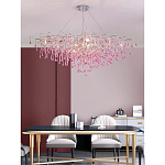 Люстра овальная с розовыми стеклянными подвесками в форме капель FAIRYTREE Light варинант исполнения - 4 | Loft Concept в Ростове-на-Дону
