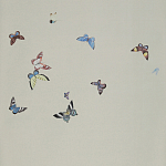 Обои ручная роспись Butterflies Icarus on Rose Shadow metallic silk варинант исполнения - 2 | Loft Concept в Ростове-на-Дону