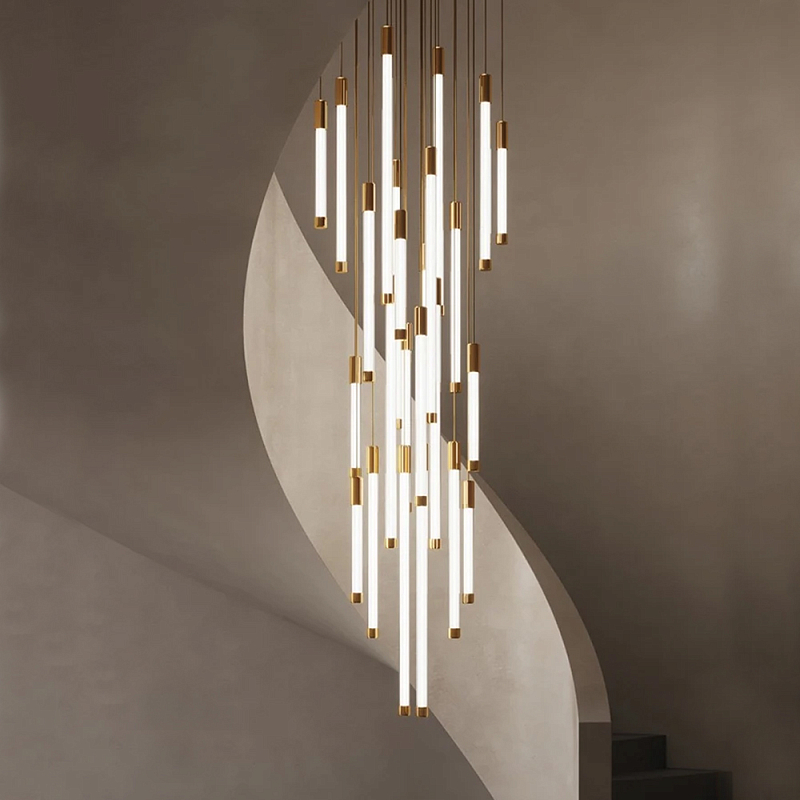 Люстра в современном стиле с 30-ю каскадными светодиодными лампами Golden LED Rain Золотой Белый в Ростове-на-Дону | Loft Concept 