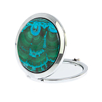 Зеркало карманное складное круглое из натурального камня Малахит с Хризоколлой в подарочной упаковке Silver Stone Mirrors варинант исполнения - 2 | Loft Concept в Ростове-на-Дону